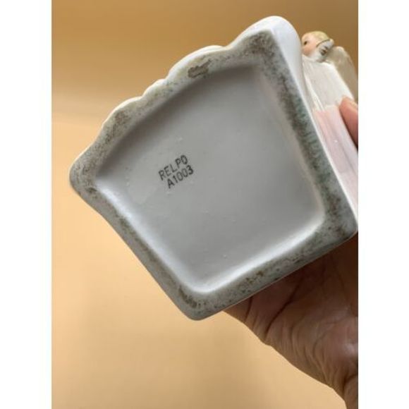 Vintage Virgin Mary Jesus Ceramic Planter Head And St Francis with Angels - Picture 8 of 11